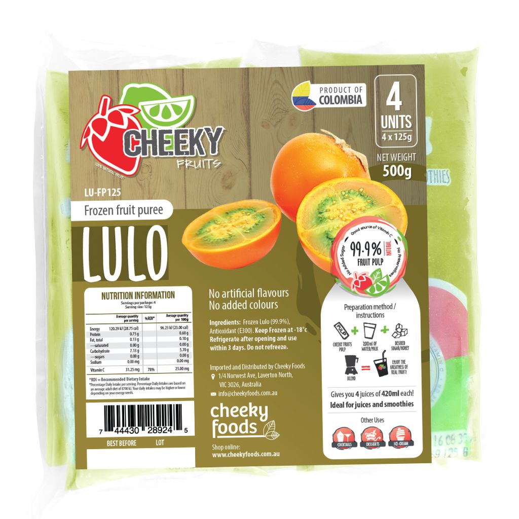 Frozen Lulo Fruit Pulp x 4 (500g)