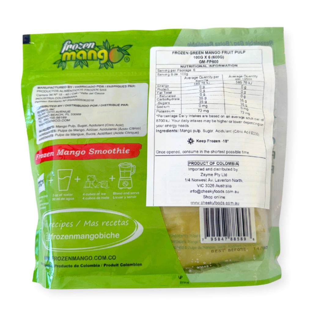 Frozen Green Mango Fruit Pulp x 6 (600g)