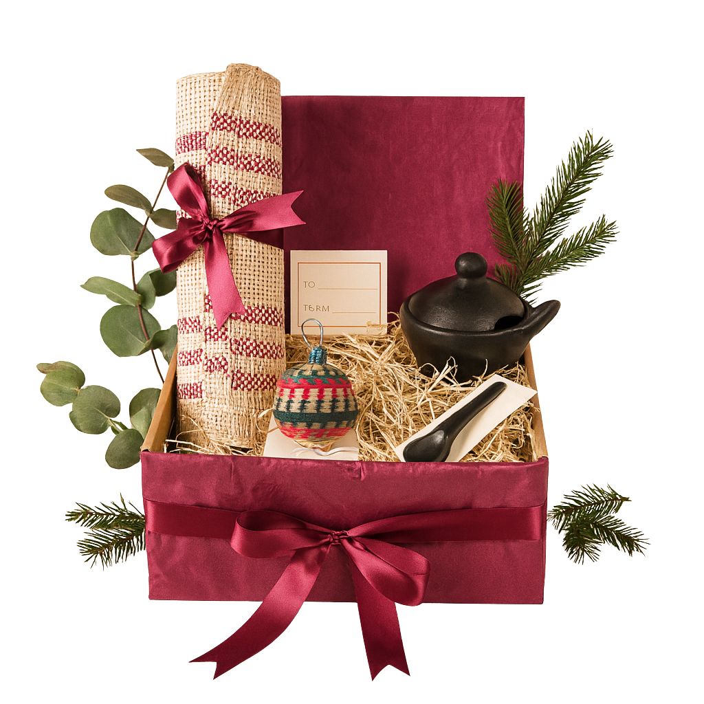 Handcrafted Homeware Christmas Hamper: Guacamole Bowl, Placemat and Christmas Bauble