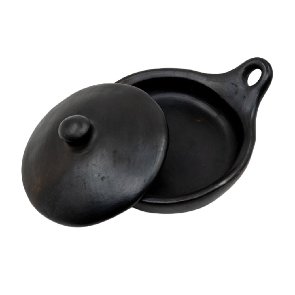 La Chamba Black Clay Eggs Saute Pan with Lid L22cm x H4cm x D17cm