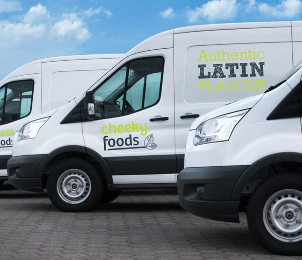 multiple cheeky foods delivery vans 