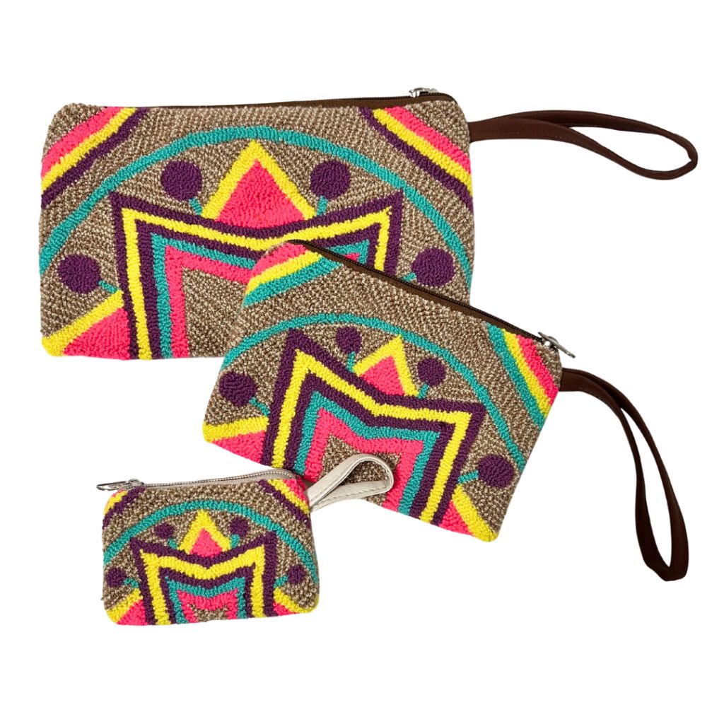 Wayuu Hand-Crocheted Clutch Latte Colour Small W 18 cm x L 12cm