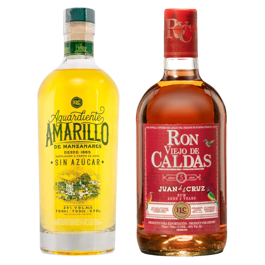 Colombian Spirits Duo – Aguardiente Amarillo & Ron Viejo de Caldas