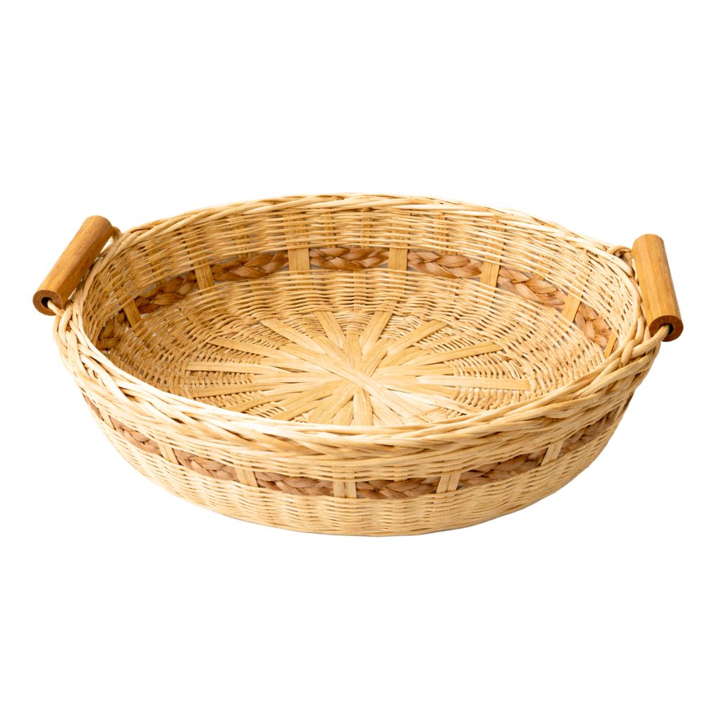 Bamboo Serving and Hamper Basket with Handles - Natural Medium
