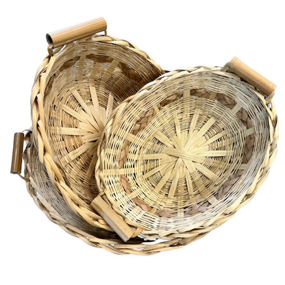 Bamboo Serving and Hamper Basket with Handles - Natural Small