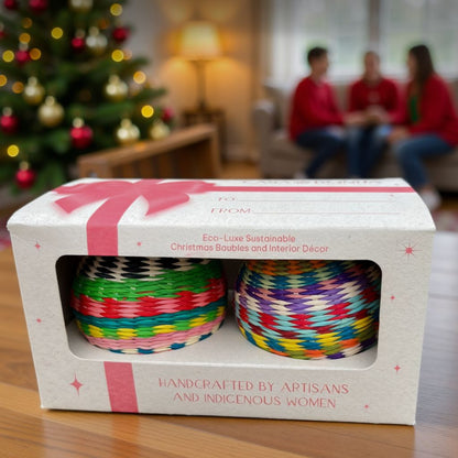 Handwoven Christmas Baubles Box of 2 Units