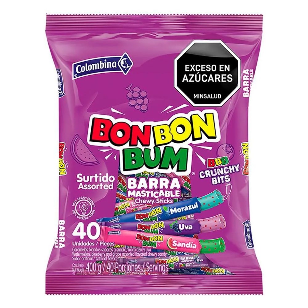 Bon Bon Bum Chewy Sticks Assorted Pack of 40 (400g)