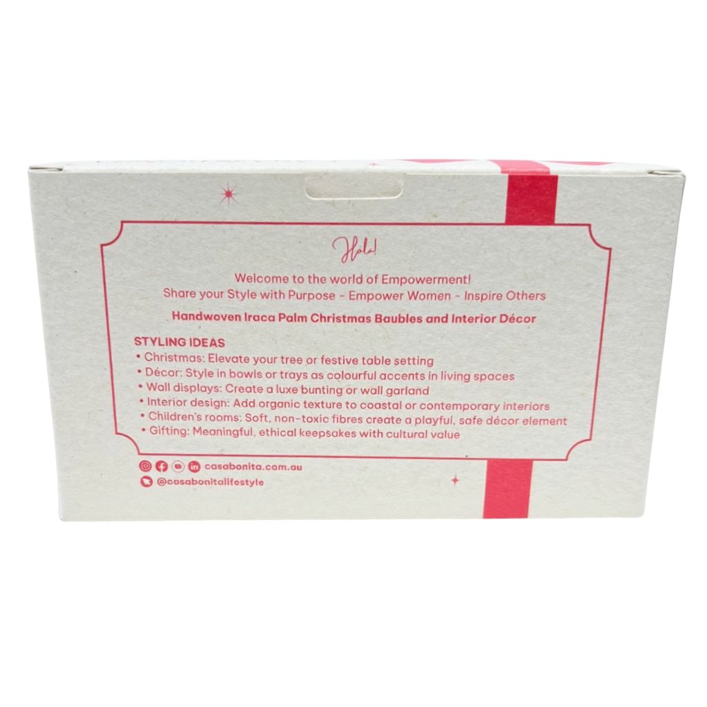 Handwoven Christmas Baubles Box of 2 Units