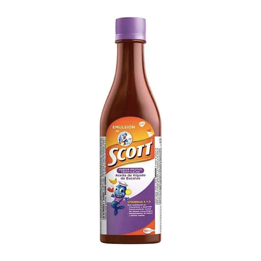 Emulsion de Scott Tropical Flavour Cod Liver Oil Vitamin Supplement (180ml)