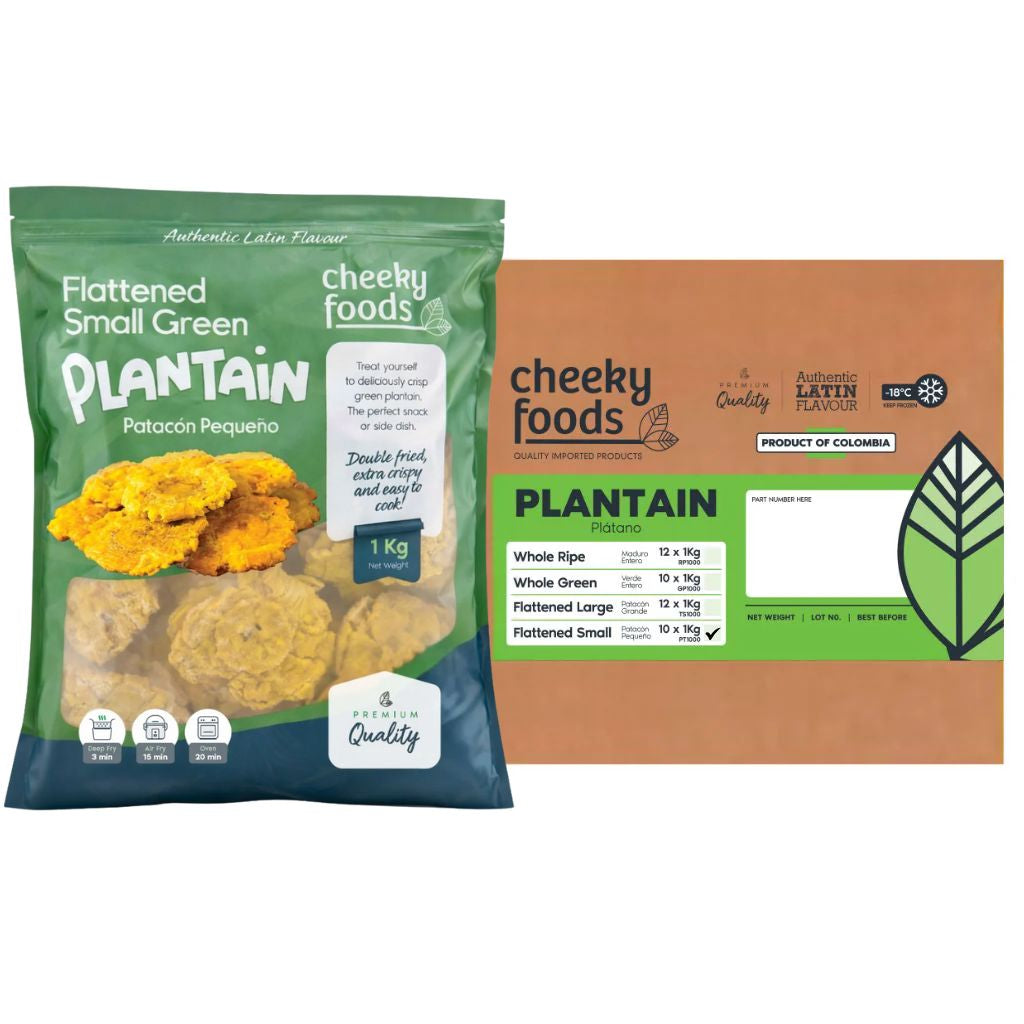 Frozen Flattened Small Green Plantain Box (10 x 1Kg)