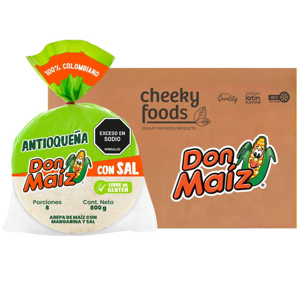 Frozen White Corn Arepa with Salt Don Maiz Box (12 x 800g)
