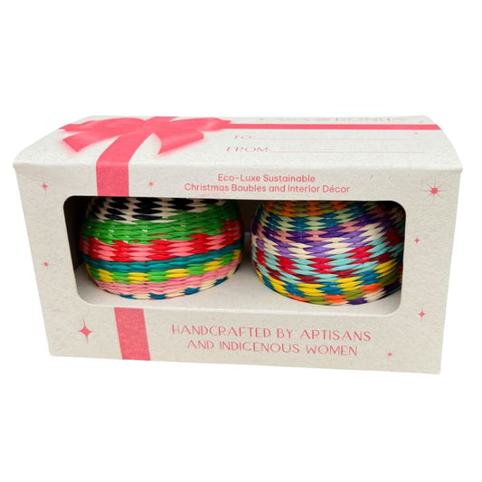 Handwoven Christmas Baubles Box of 2 Units