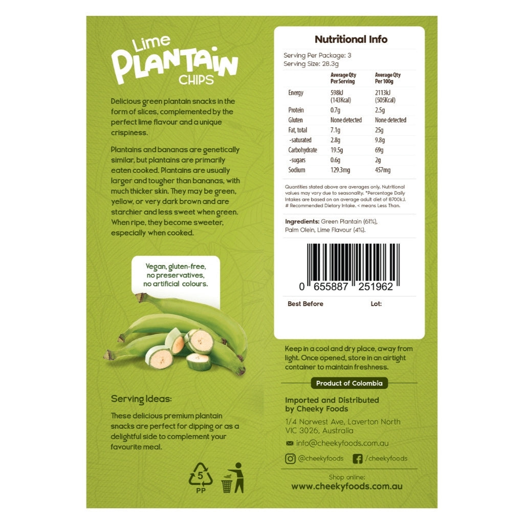 Lime Plantain Chips Cheeky Foods (85g)