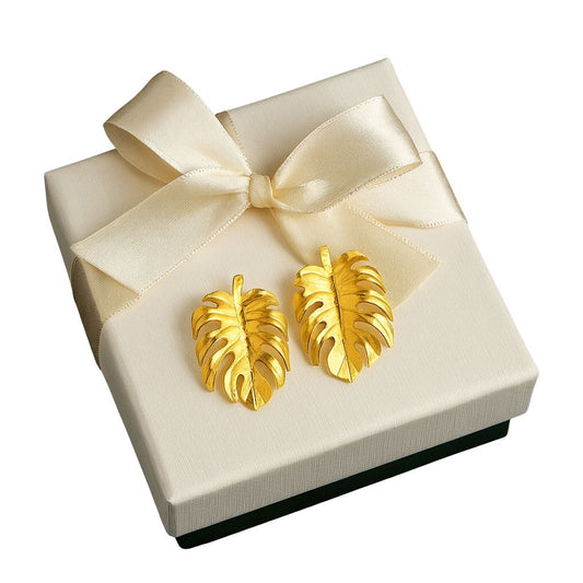 Monstera Colombian Earrings 24k Bronze Gold-Plated