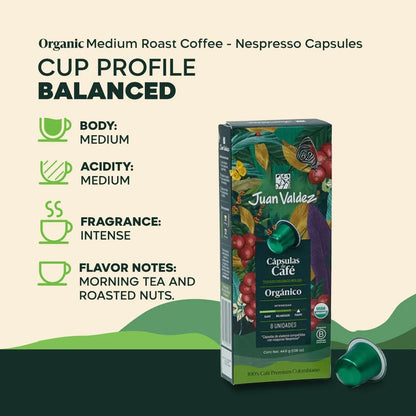 Organic Coffee Capsules Juan Valdez Pack of 8 (35g)