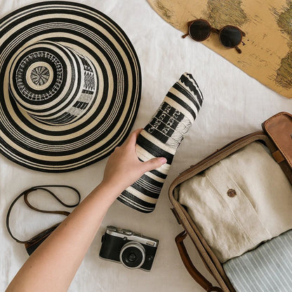 Sombrero Vueltiao Traditional Rollable Cane Unisex Hat 14cm Brim