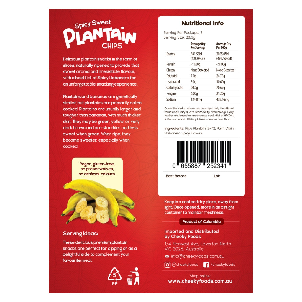 Spicy Sweet Plantain Chips Cheeky Foods (85g)