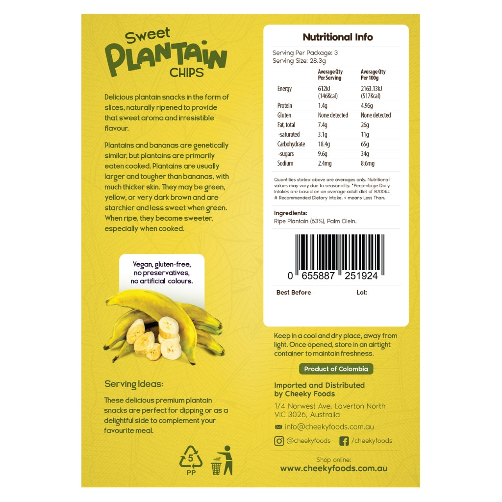 Sweet Plantain Chips Cheeky Foods (85g)