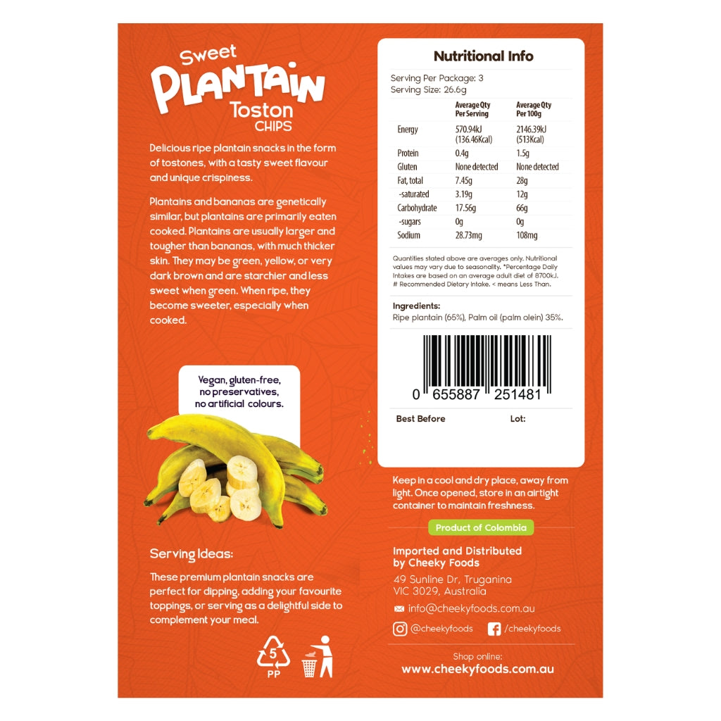Toston Sweet Plantain Chips Cheeky Foods (80g)
