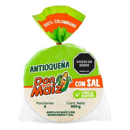 White Corn Arepa with Salt Don Maiz x 8 (800g)